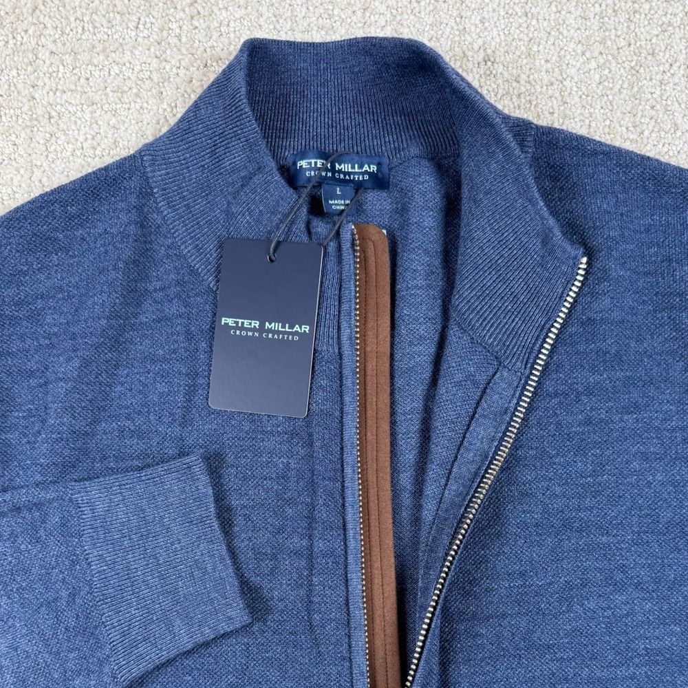 NEW Peter Millar Mens Large Excursionist Flex Merino Full Zip Sweater MF25XS06